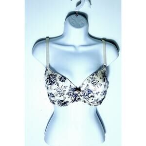 Victoria Secret Womens Victorian Style Blue and White Underwire Bra Size 36D